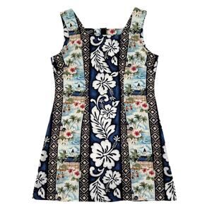 Vintage Shannon Marie Hawaii Cotton Dress Tropical Print Made in USA Size L 12